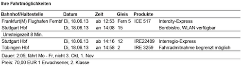 Fahrkartenauskunft 2013