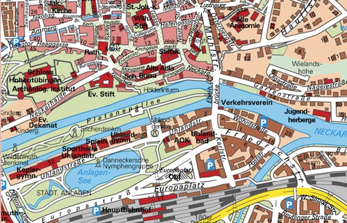 Stadtplan der Universitätsstadt Tübingen